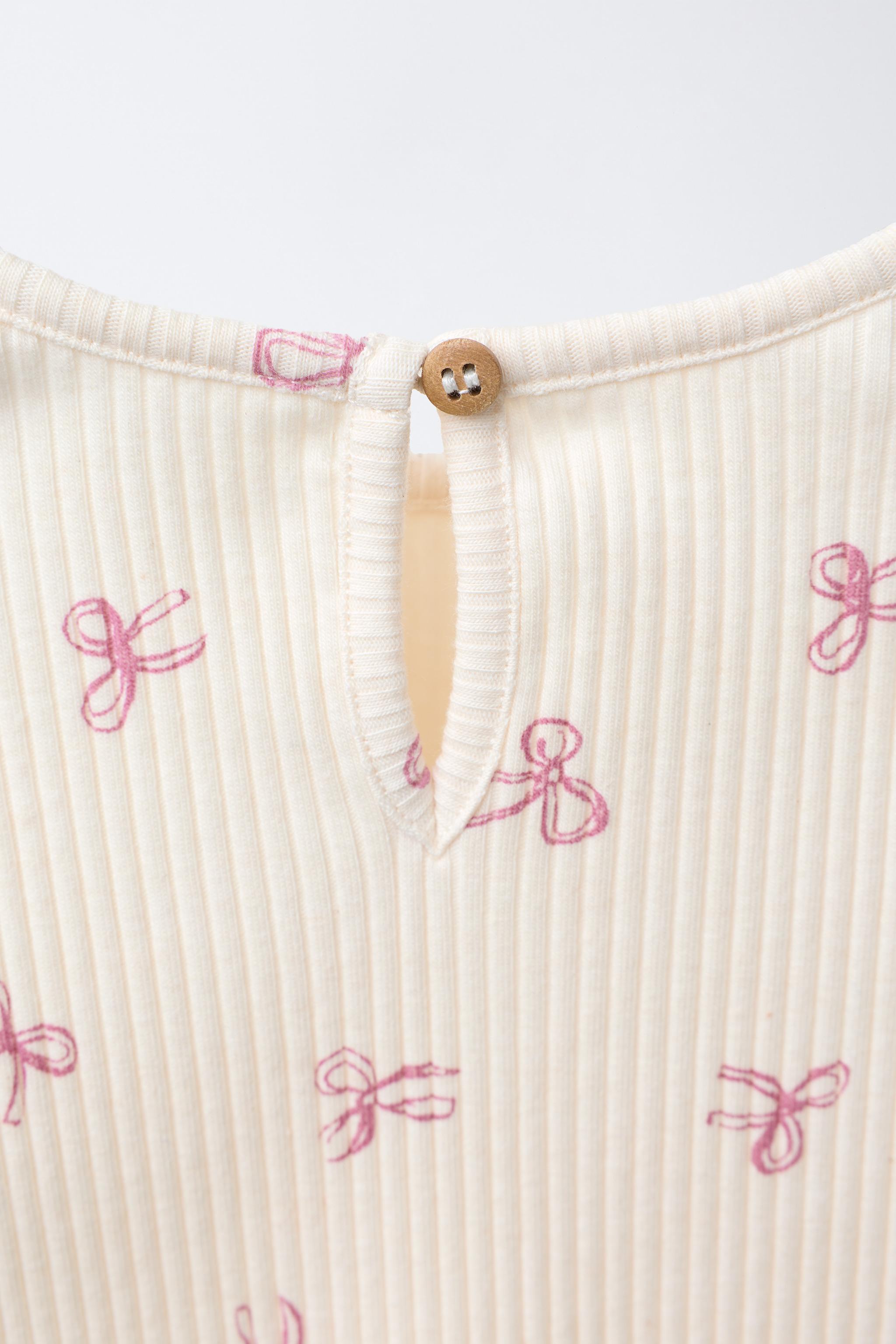 RIBBED SOFT TOUCH T-SHIRT WITH BOWS